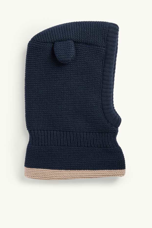 Baby: jongens - Babybalaclava - donkerblauw / crème wit
