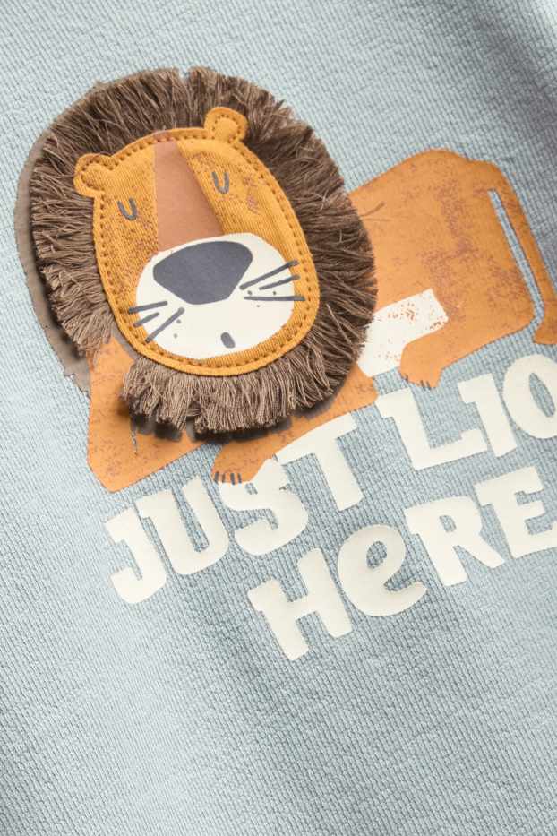 Kinder Buben - Löwe - Langarmshirt - strukturiert - hellblau