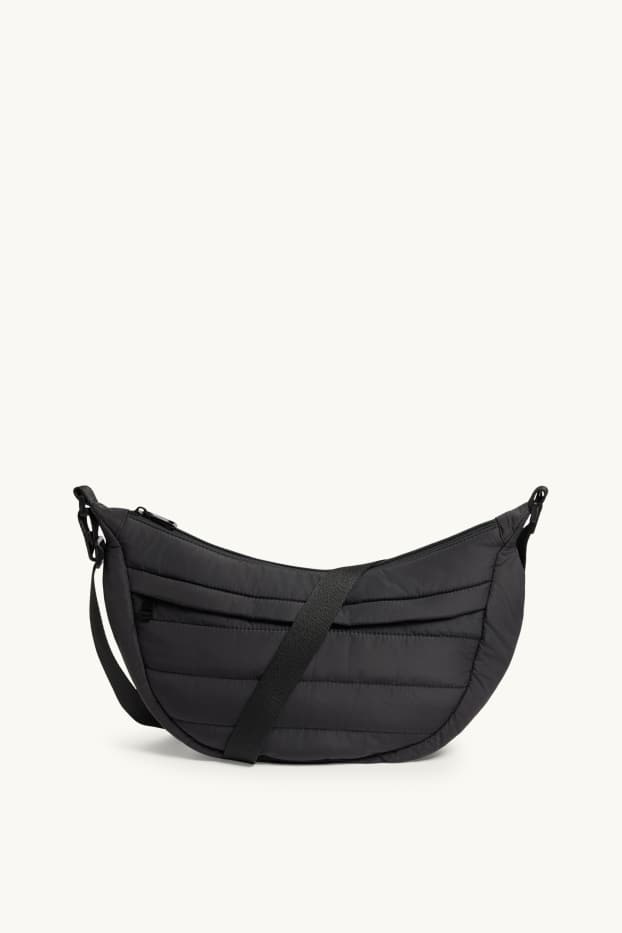 Dames - Schoudertas met stiksels - zwart