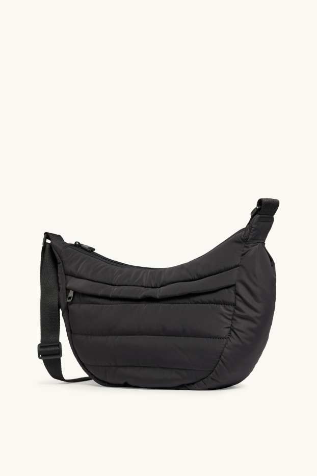 Dames - Schoudertas met stiksels - zwart