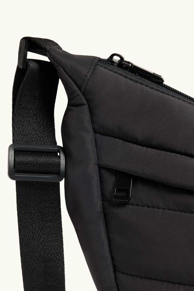 Dames - Schoudertas met stiksels - zwart