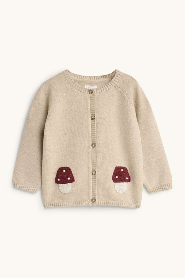 Unisex - Pilz - Baby-Strickjacke - beige / bordeaux