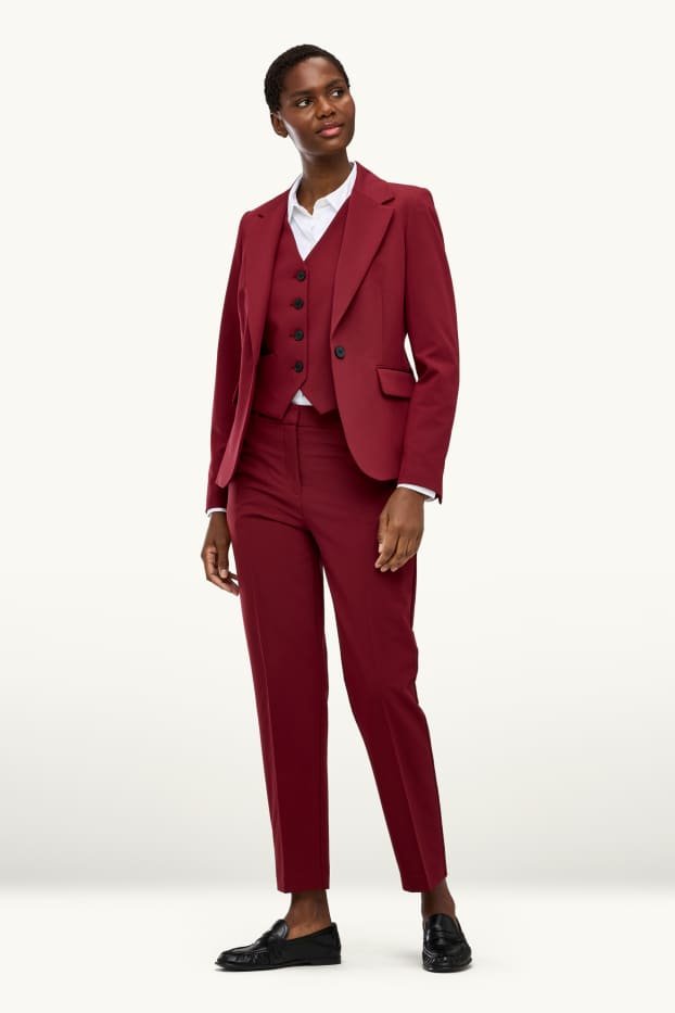 Femei - Pantaloni office - talie medie - cigarette fit - bordo