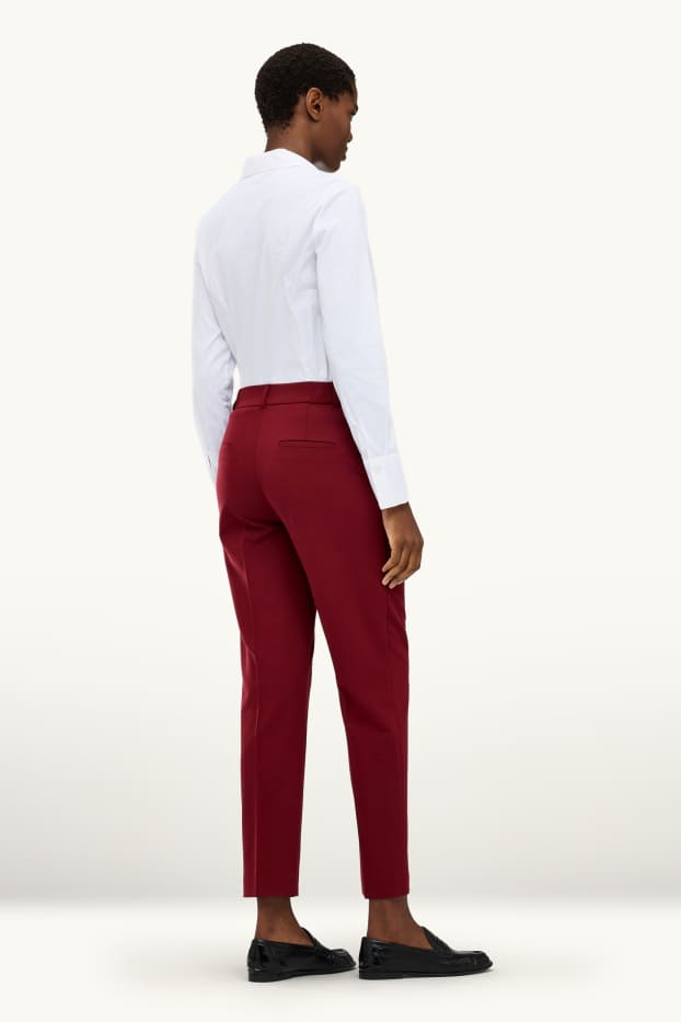 Femei - Pantaloni office - talie medie - cigarette fit - bordo