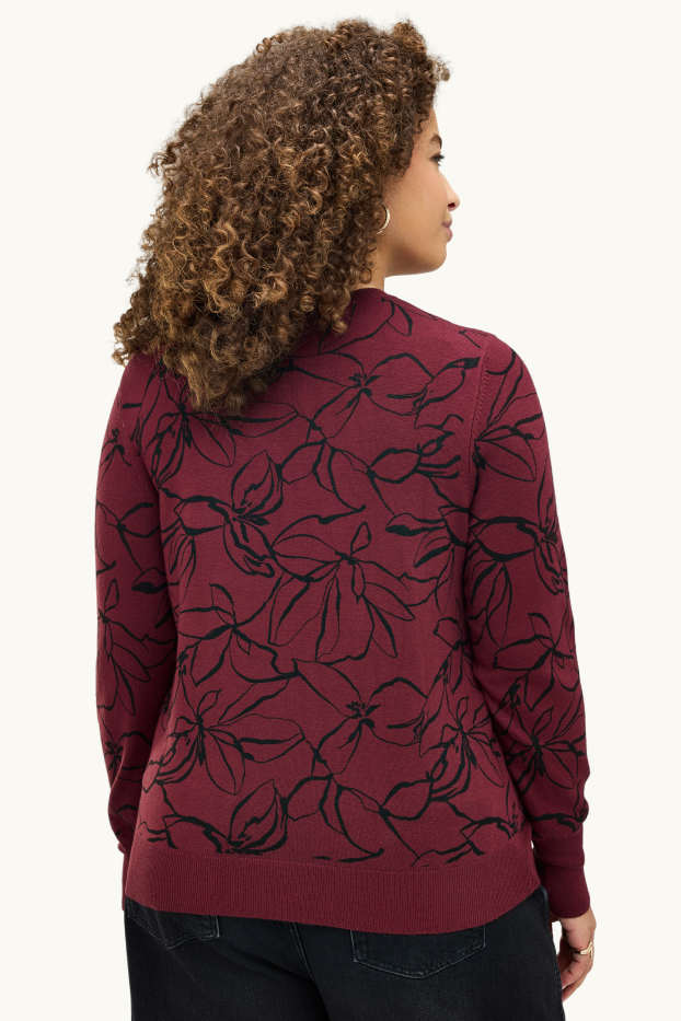 Women - Jumper - patterned - bordeaux