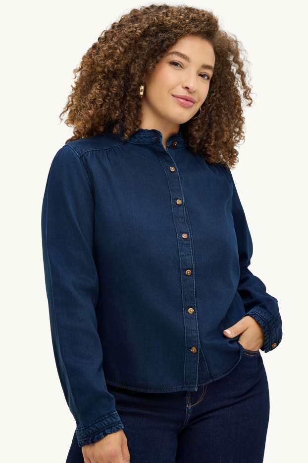 Damen - Jeansbluse - dunkeljeansblau