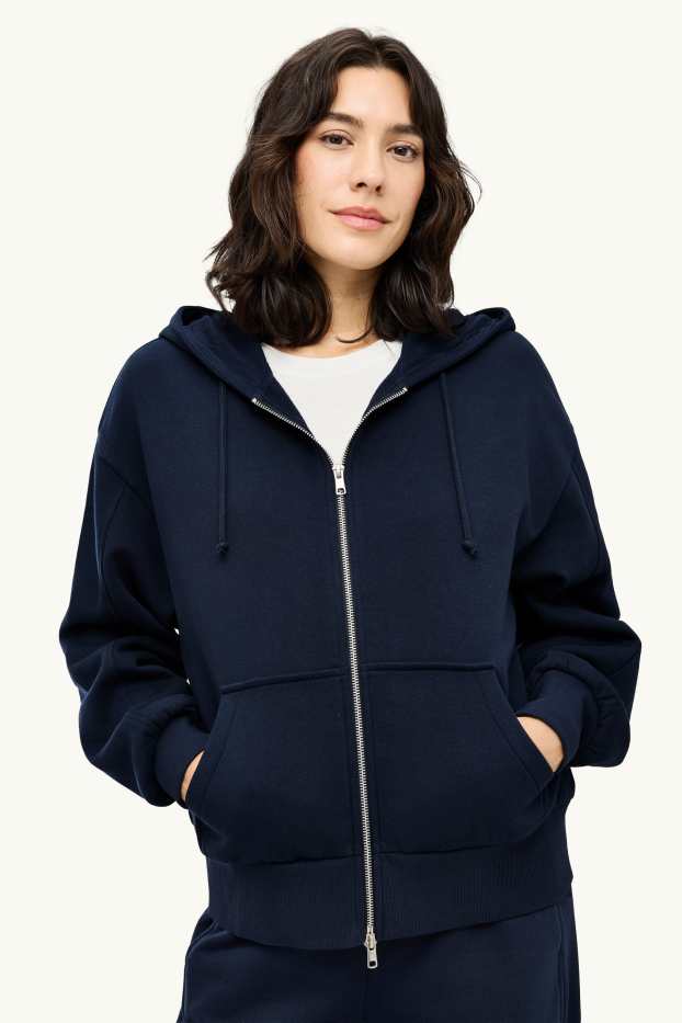 Damen - Sweatjacke mit Kapuze - petrol