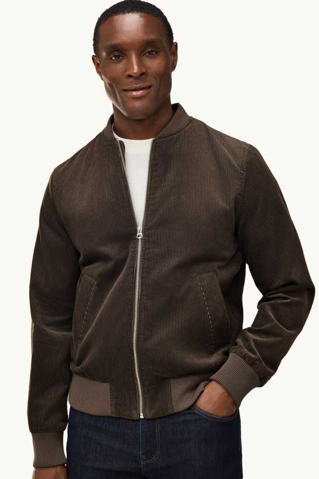 Men - Corduroy bomber jacket - brown