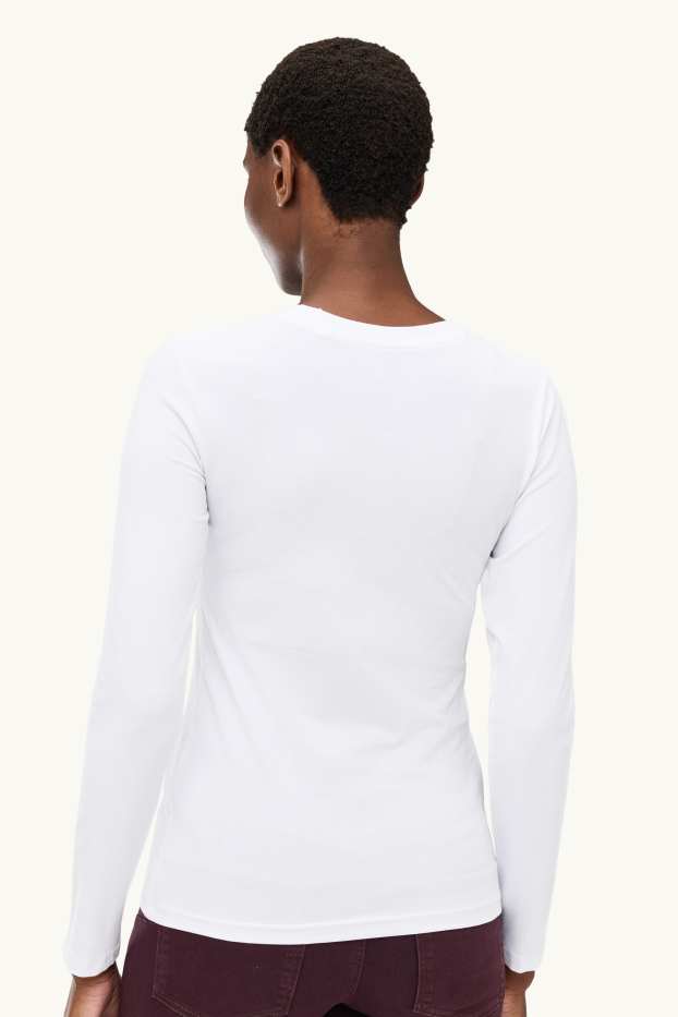 Damen - Multipack 2er - Langarmshirt - Slim Fit - weiss / beige