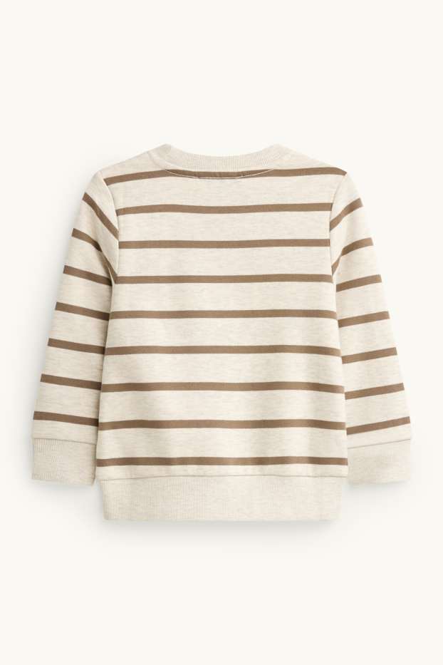 Enfants garçons - Ours, raton laveur et lion - sweat - à rayures - marron / blanc crème