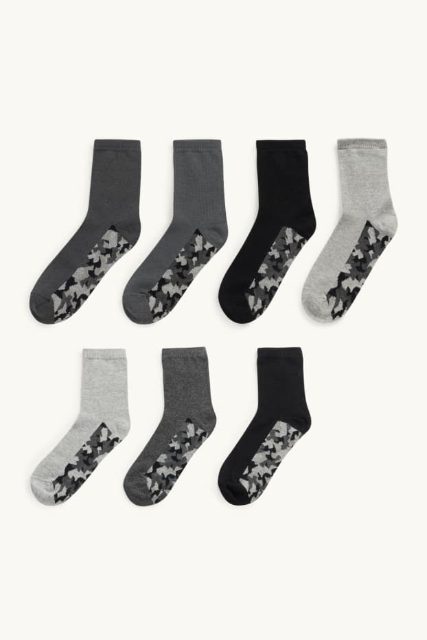 Enfants garçons - Lot de 7 paires - chaussettes à motif - gris clair