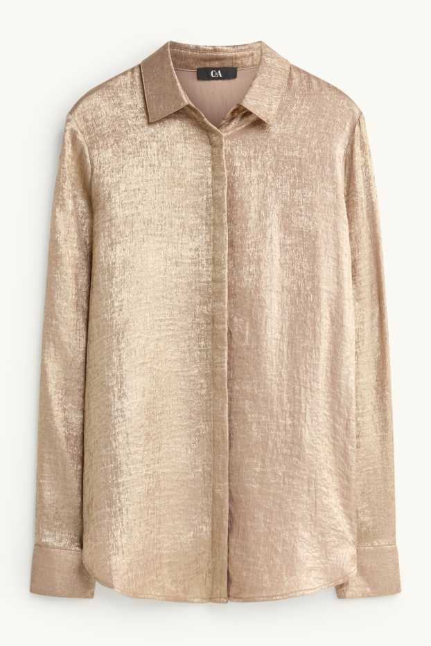 Donna - Blusa di raso - brillante - oro