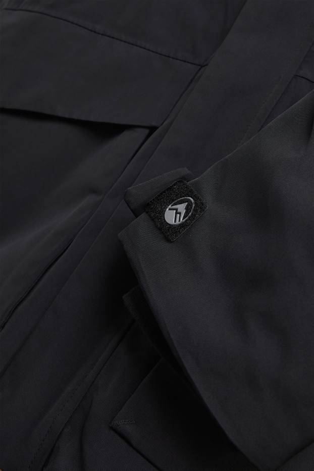 Bambini - Parka con riporto di ecopelliccia - foderato - impermeabile - nero / beige