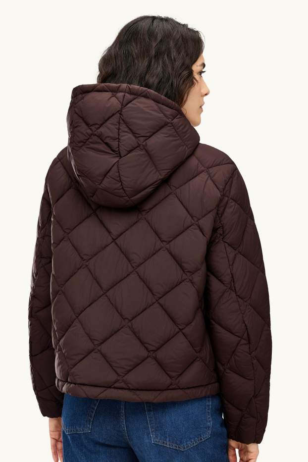 Women - Quilted jacket with hood - water-repellent - brown