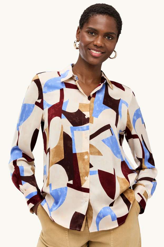 Femmes - Blouse-chemise - à motif - crème