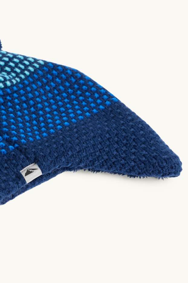 Enfants garçons - Bonnet de ski à pompons - finition texturée - bleu  / bleu foncé
