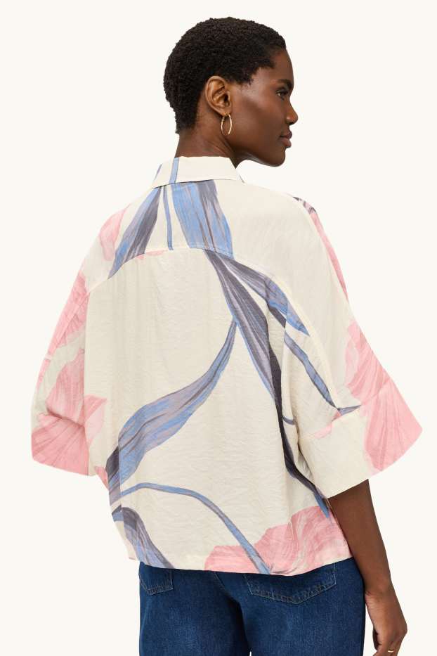 Femmes - Blouse-chemise - à fleurs - crème
