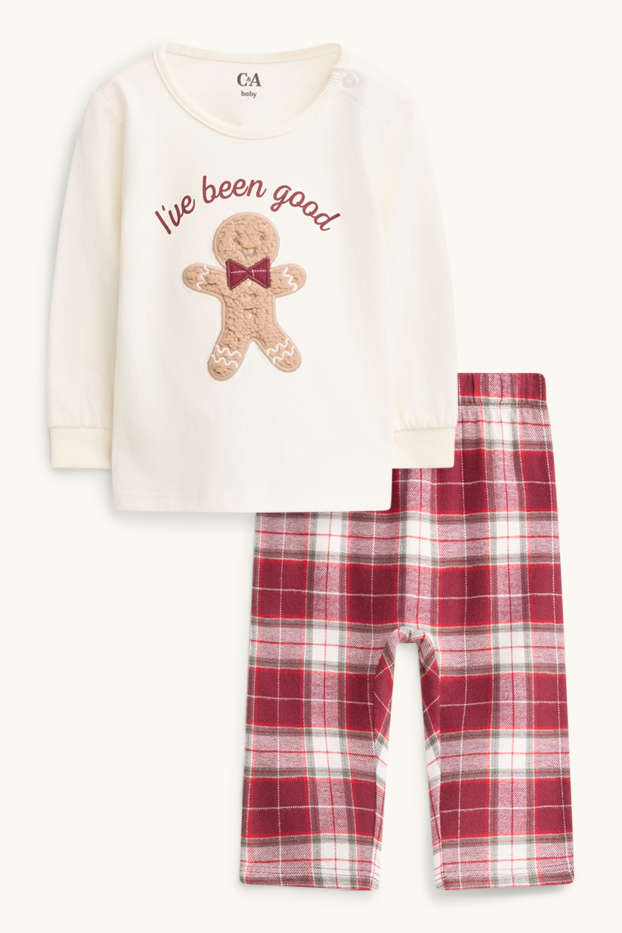 Unisex - Mini Me - pan di zenzero - pigiama natalizio per neonati - 2 pezzi - bianco / rosso