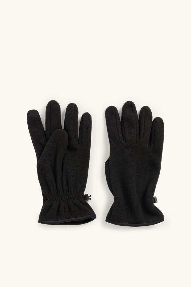Hommes - Gants à fonction tactile en polaire - noir