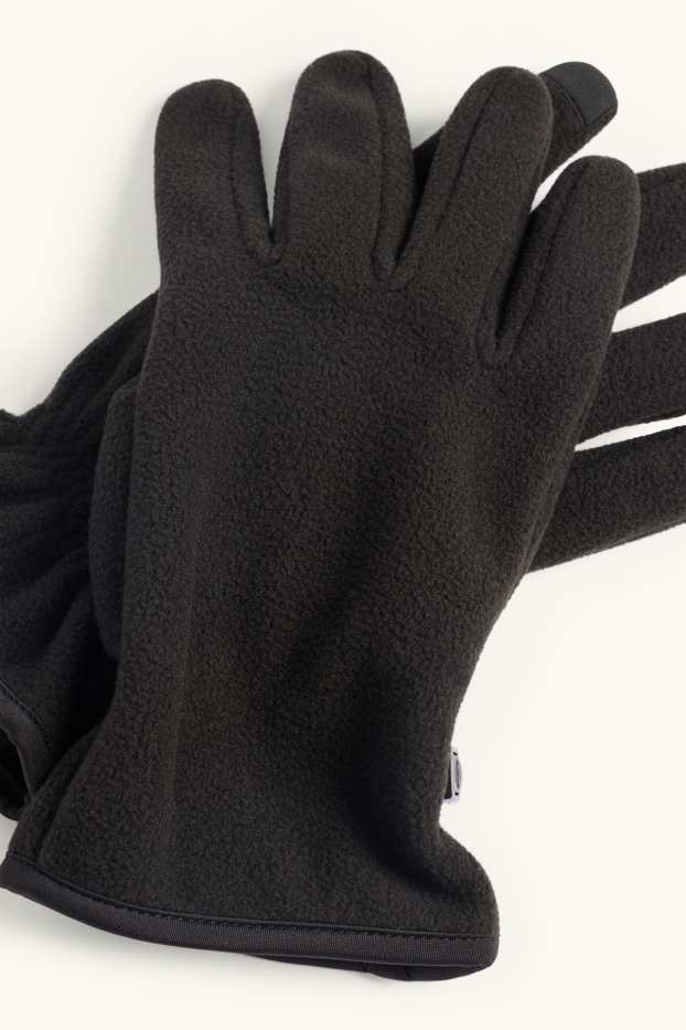 Hommes - Gants à fonction tactile en polaire - noir