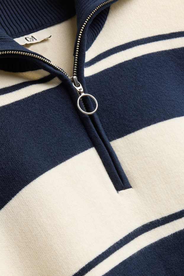Dames - Trui - gestreept - donkerblauw / crème wit