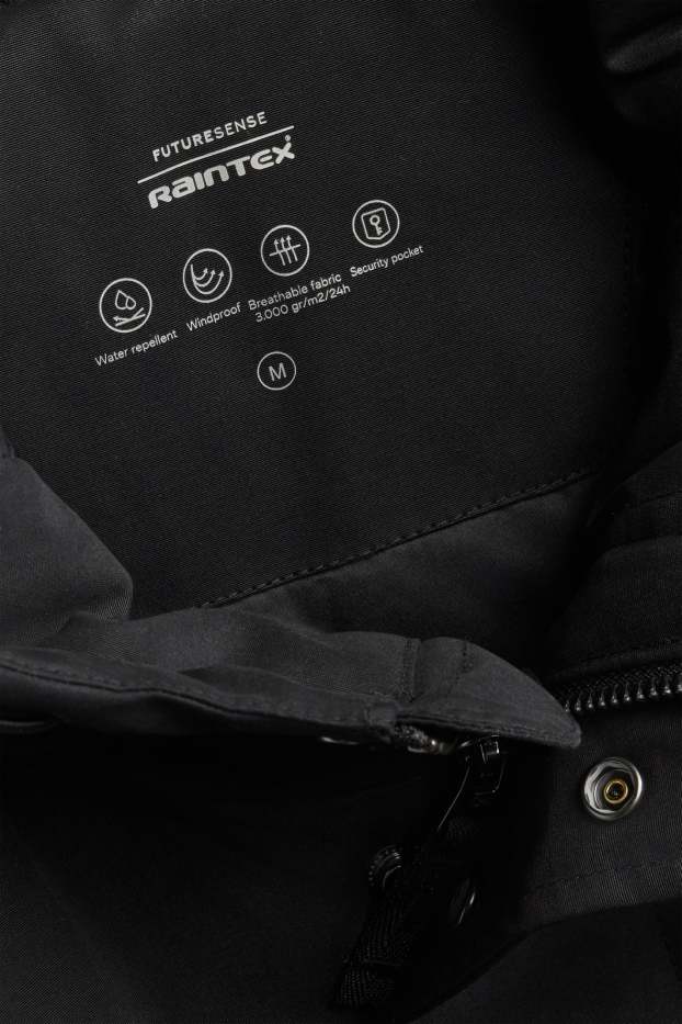Pánské - Bunda s kapucí - z vodoodpudivého materiálu - černá