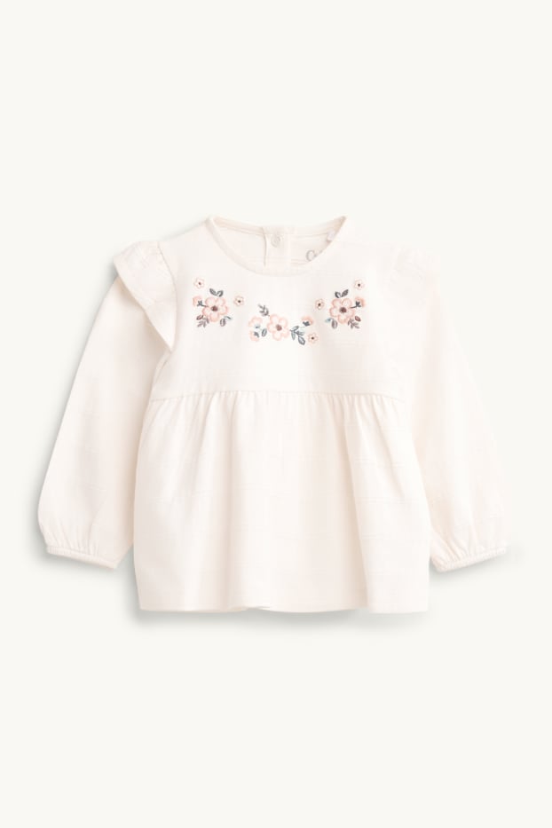 Baby Mädchen - Blümchen - Baby-Outfit - 3 teilig - bordeaux / weiß