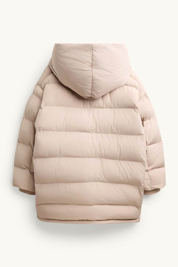 Women - Quilted coat with hood - lined - water-repellent - beige
