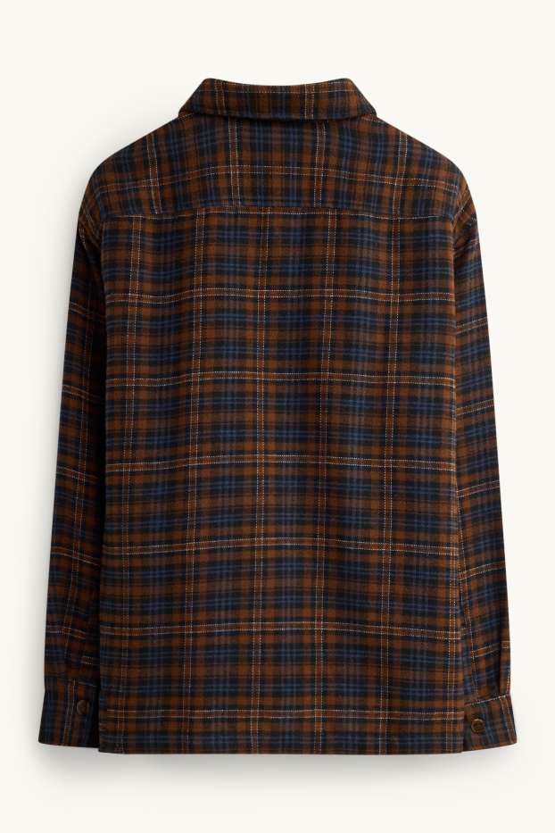 Hommes - Chemise - loose fit - à carreaux - marron / bleu foncé