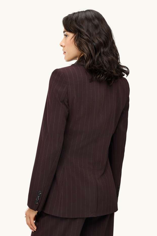 Femei - Blazer lung - regular fit - cu dungi - maro închis