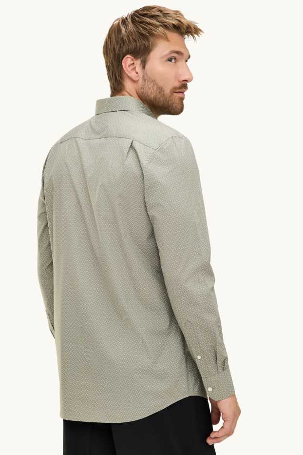 Men - Shirt - regular fit - button-down collar - patterned - khaki