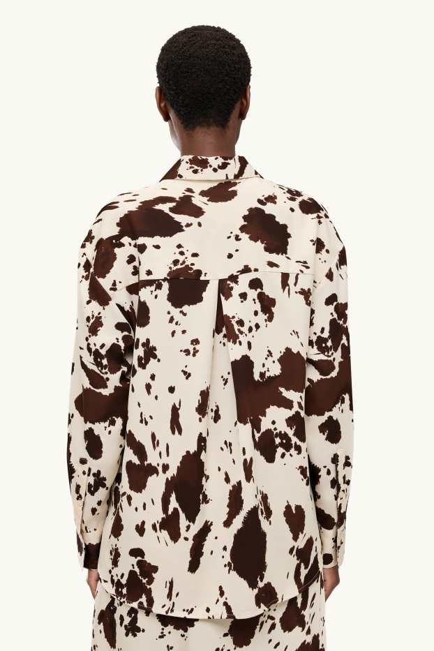Dona - Brusa camisera - amb motiu - marró / blanc trencat