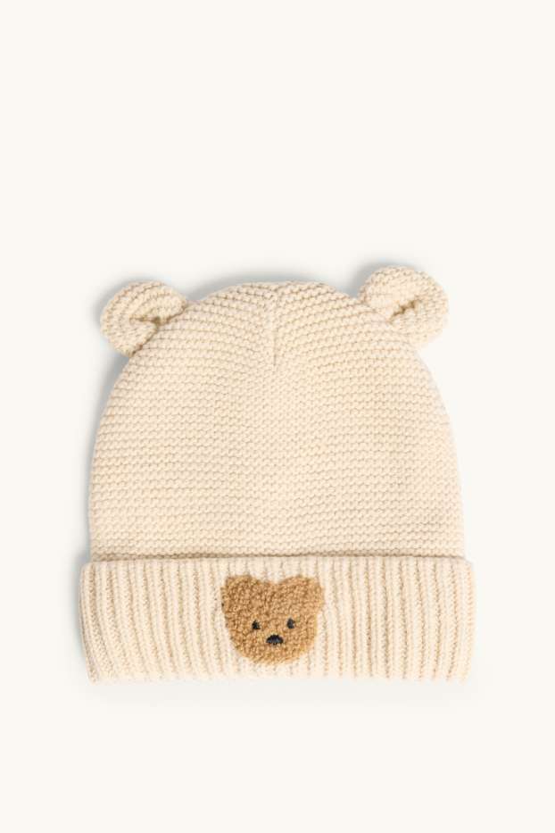 Baby Mädchen - Bärchen - Baby-Mütze - beige
