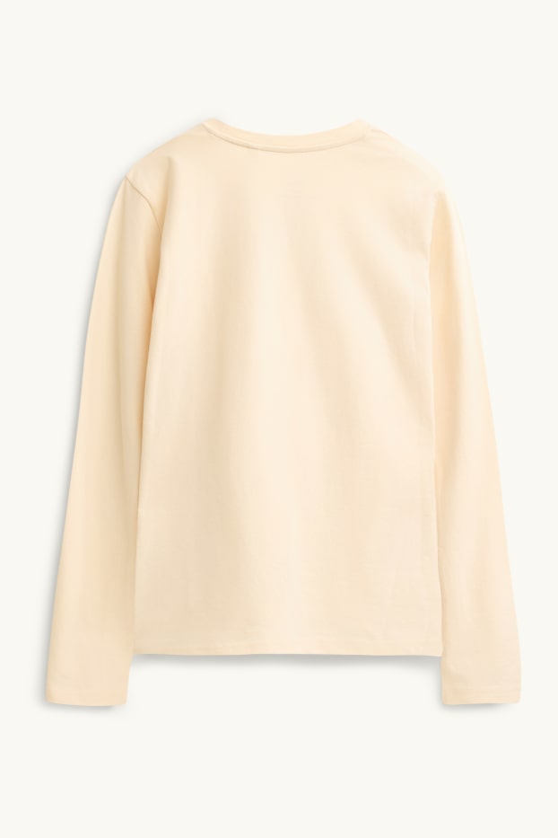 Dámské - Tričko s dlouhým rukávem - slim fit - krémově bílá