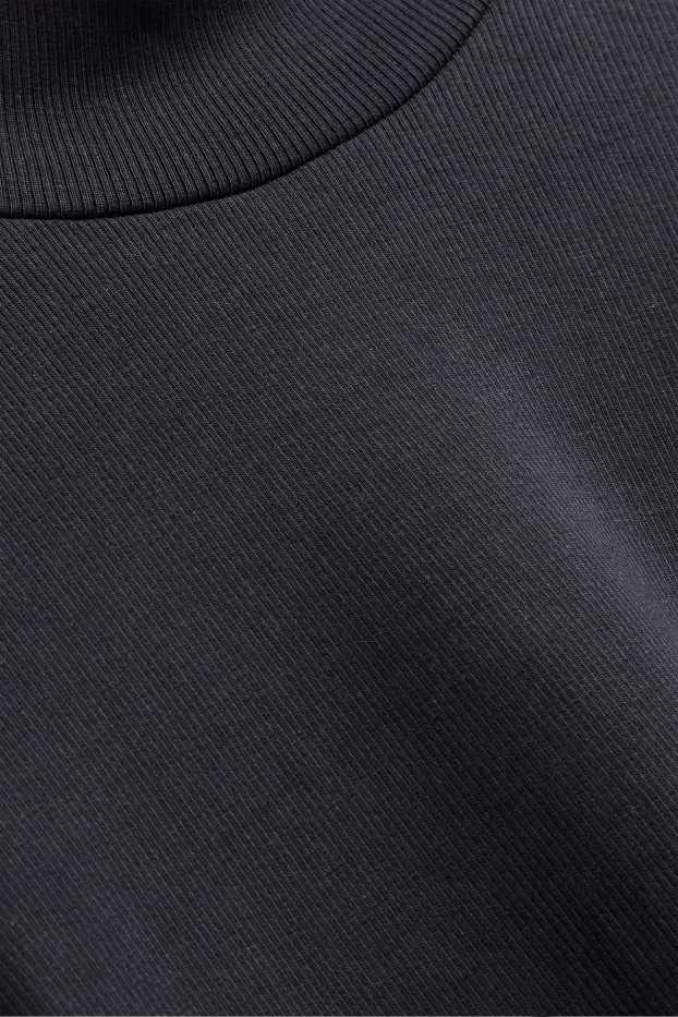 Donna - Maglia a maniche lunghe - slim fit - a coste - nero