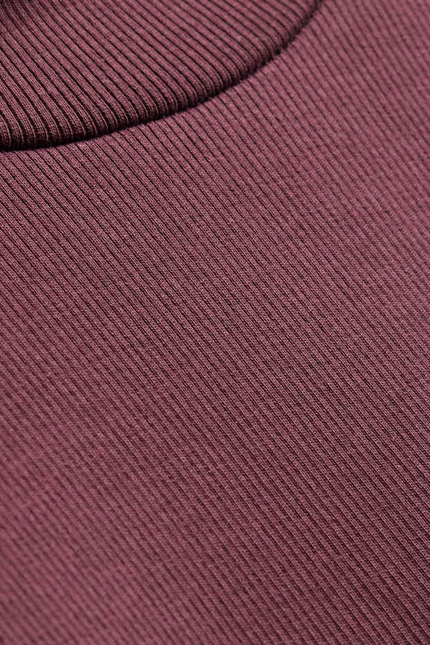 Damen - Langarmshirt - Slim Fit - gerippt - bordeaux