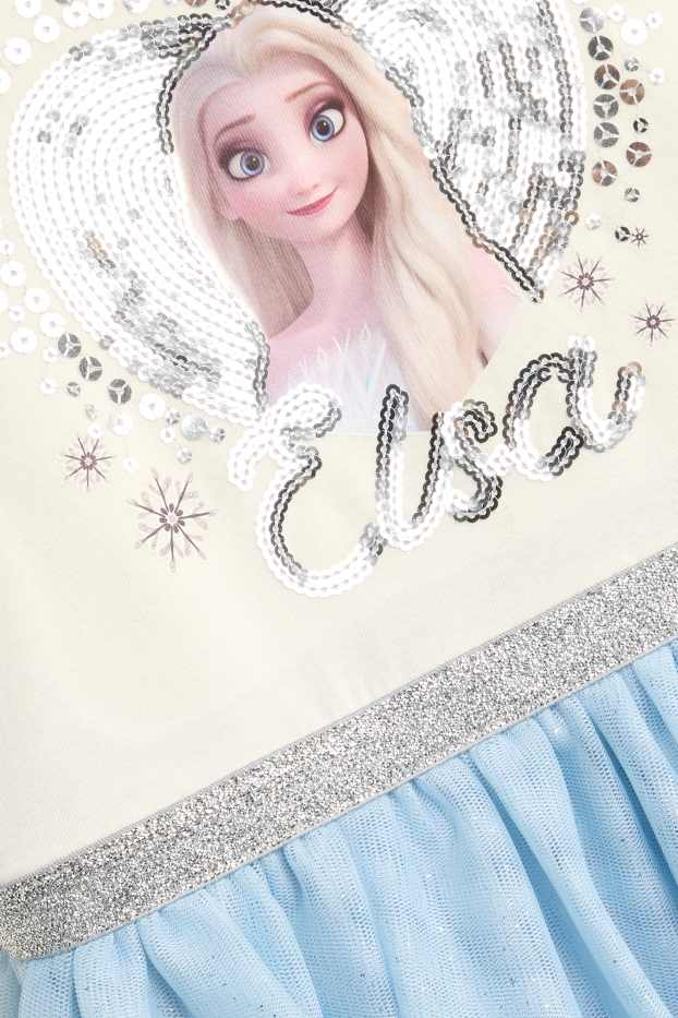 Enfants filles - La Reine des Neiges - robe - effet brillant - bleu  / crème