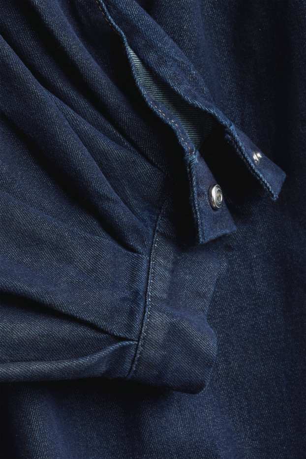 Dames - Denim harembroek - mid waist - barrel leg - jeansdonkerblauw