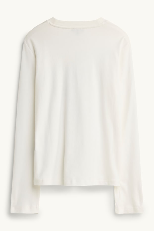 Dames - Longsleeve - regular fit - glanseffect - wit / goud