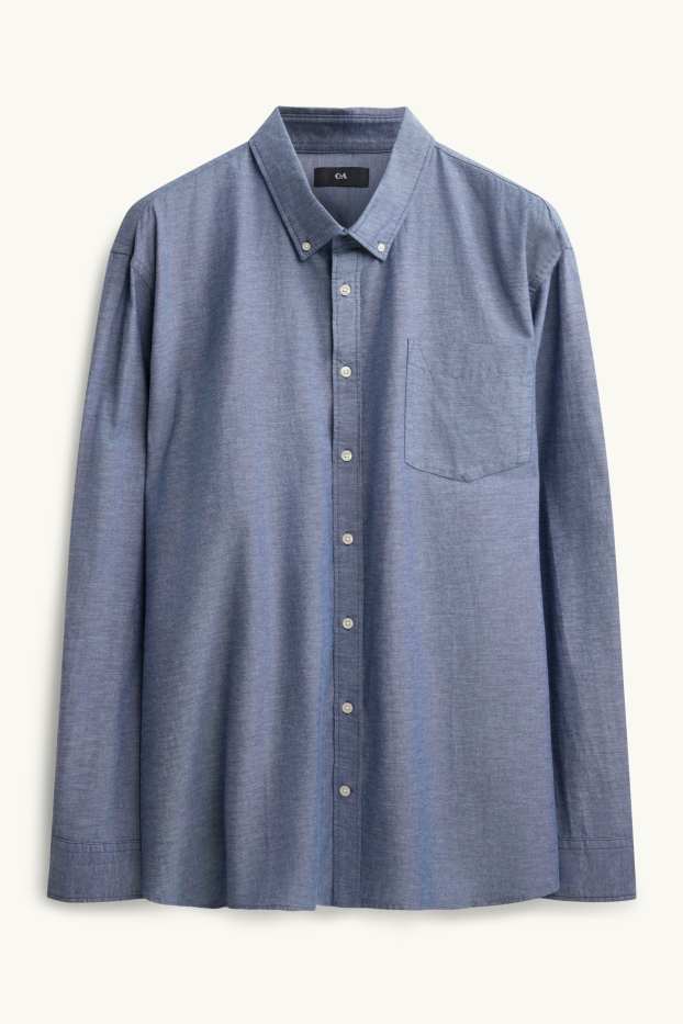 Herren - Hemd - Regular Fit - Button-down - blau-melange