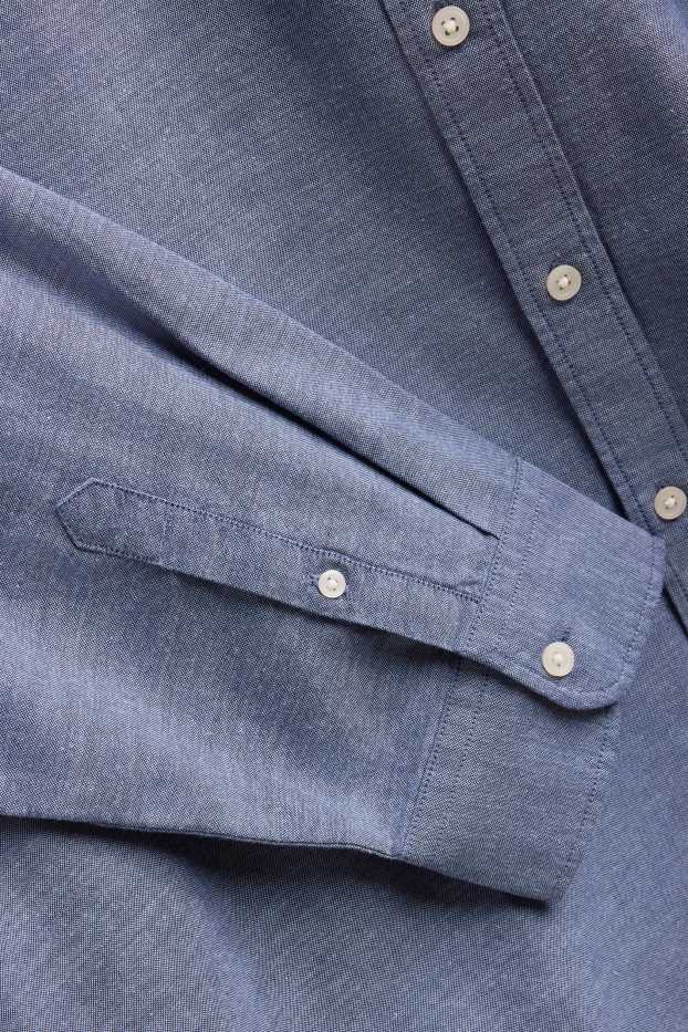 Herren - Hemd - Regular Fit - Button-down - blau-melange