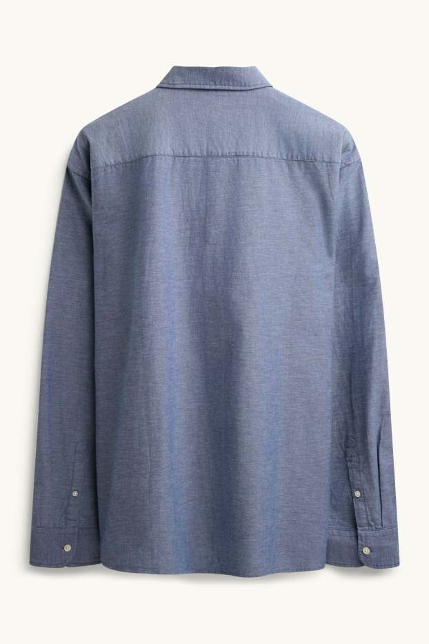 Herren - Hemd - Regular Fit - Button-down - blau-melange