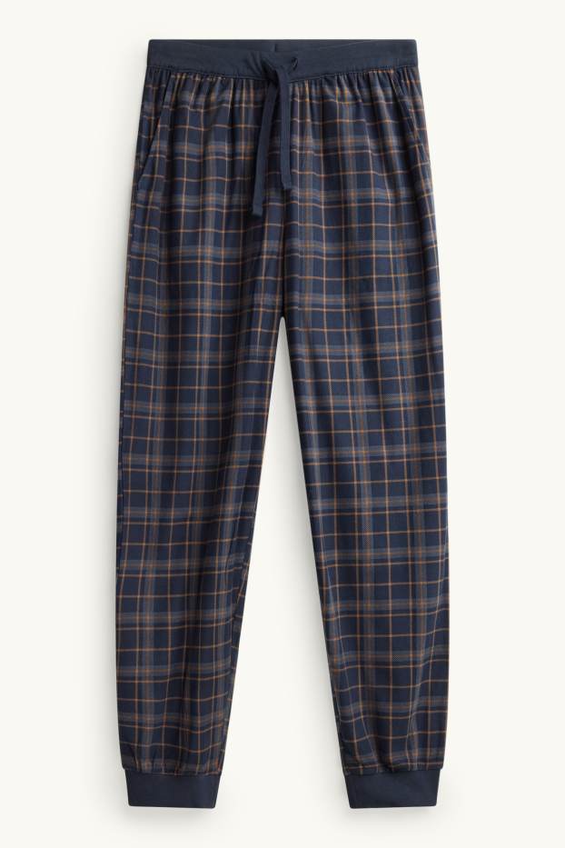 Bărbați - Pantaloni de pijama - în carouri - maro / albastru închis