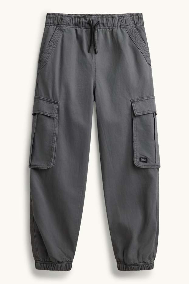 Kinder Buben - Cargo Jeans - Thermojeans - dunkelgrau