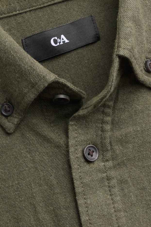 Pánské - Košile - regular fit - button-down - tmavozelená