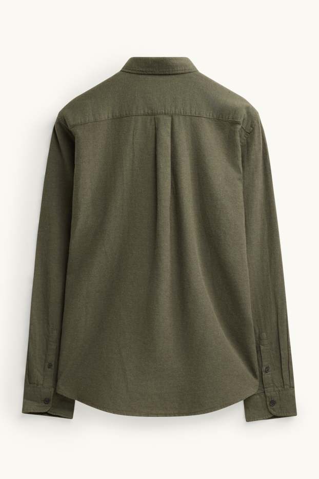 Pánské - Košile - regular fit - button-down - tmavozelená