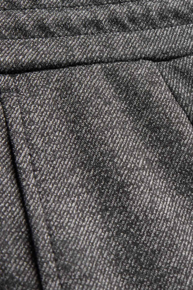 Damen - Stoffhose - Mid Waist - Tapered Fit - dunkelgrau-melange