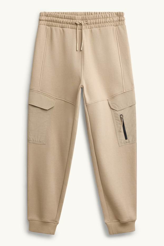 Bambini - Set - felpa con cappuccio e pantaloni sportivi - 2 pezzi - beige