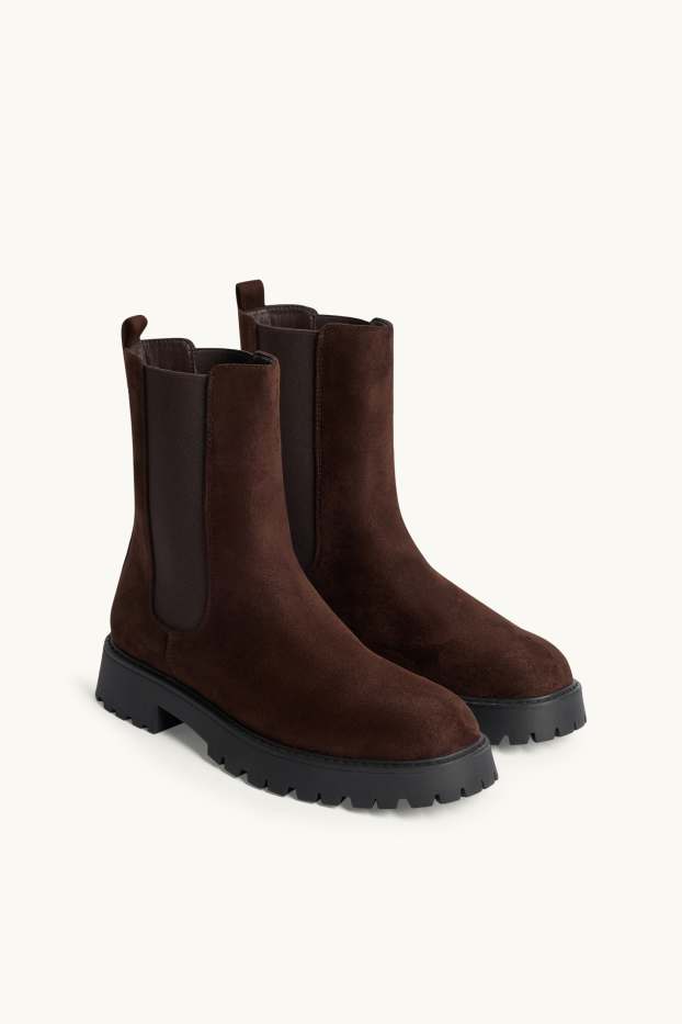 Femmes - Bottines Chelsea - faux suède - marron foncé
