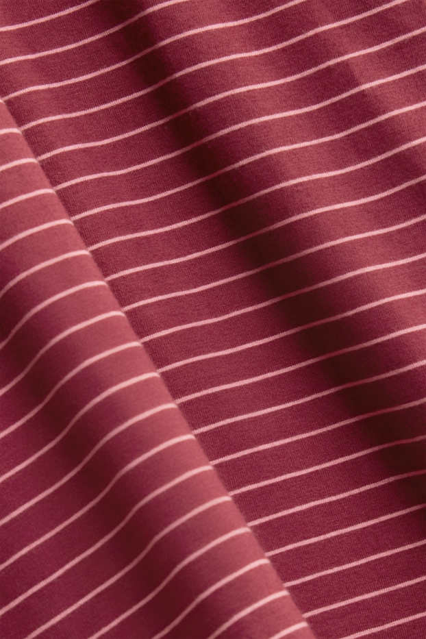 Women - Long sleeve top - slim fit - striped - bordeaux
